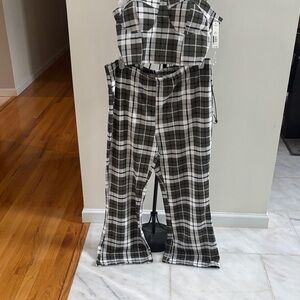 No Boundaries Black and White Checkered Jumpsuit